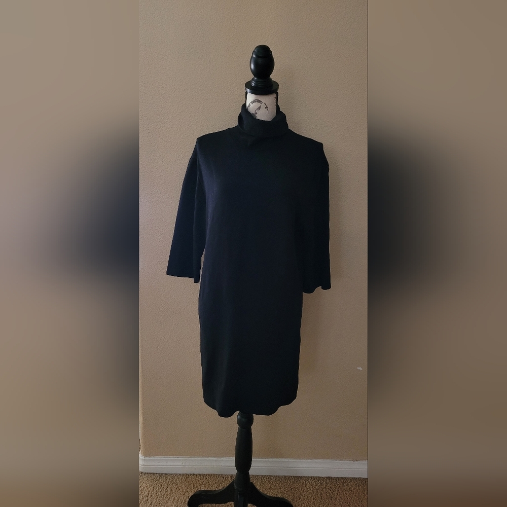 Zara Black 3/4 Sleeve Turtleneck Dress